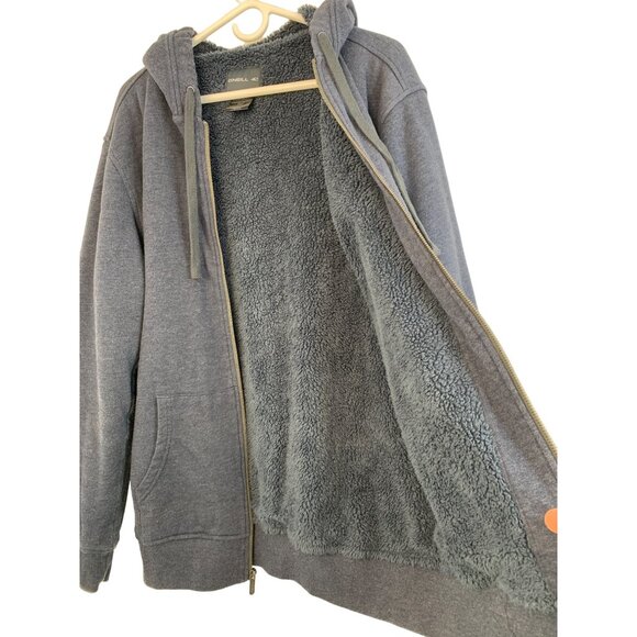 Mens O'Neill Zip Front Sweatshirt Hoodie Fur Lined Longline Cozy Warm GUC 7010 - Picture 12 of 13